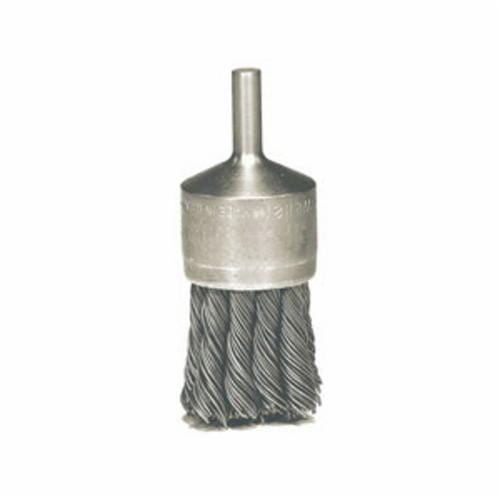 Weiler® 10028 Stem Mount End Brush, 1-1/8 in Dia Brush, Knot, 0.02 in Dia Filament/Wire, Steel Fill, 7/8 in L Trim